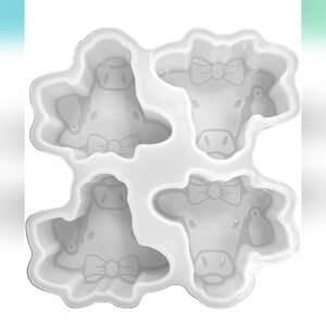 4 Cow with Ear Tag Freshie Silicone Tray Mold | Vent Clip Size 4.25" Wide x 4.25